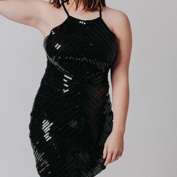 Lulu’s black sequin dress BRAND NEW with tags - Picture 5 of 15